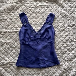 Sleek Blue Satin Camisole Top